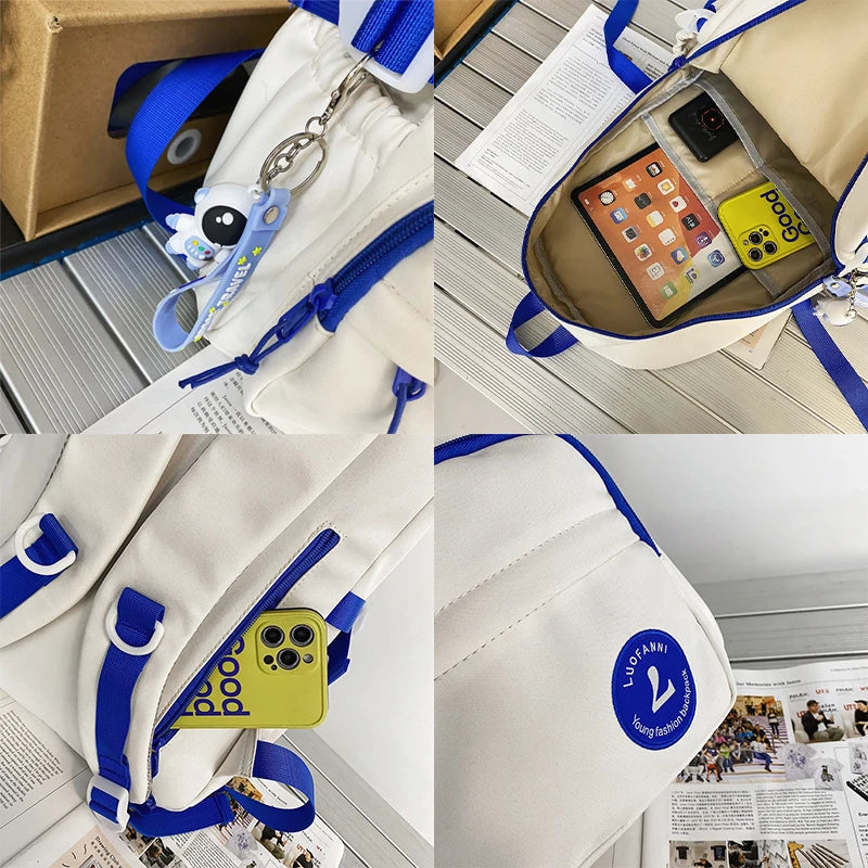 Zipper Matching Backpack Teenage Girl College Student Schoolbag Minority Bag