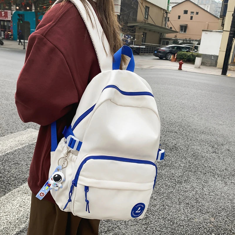 Zipper Matching Backpack Teenage Girl College Student Schoolbag Minority Bag