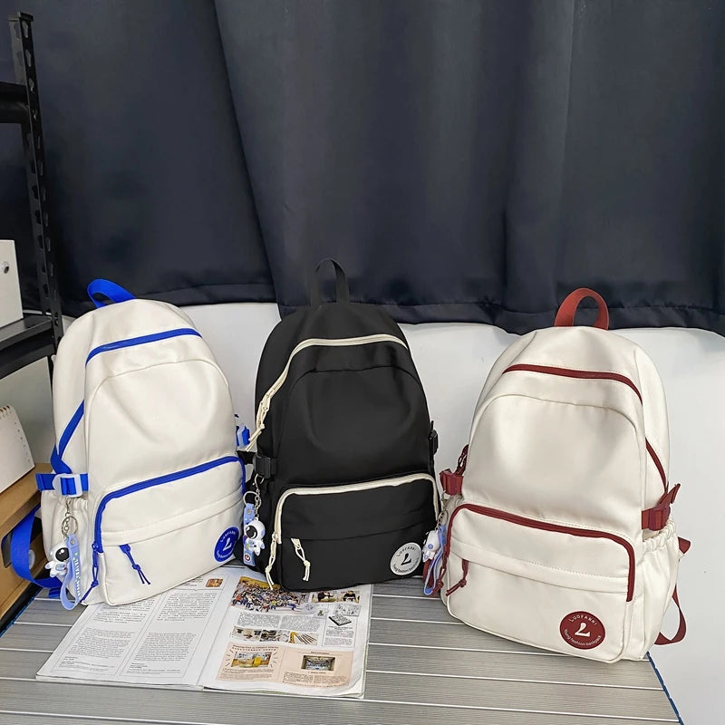 Zipper Matching Backpack Teenage Girl College Student Schoolbag Minority Bag