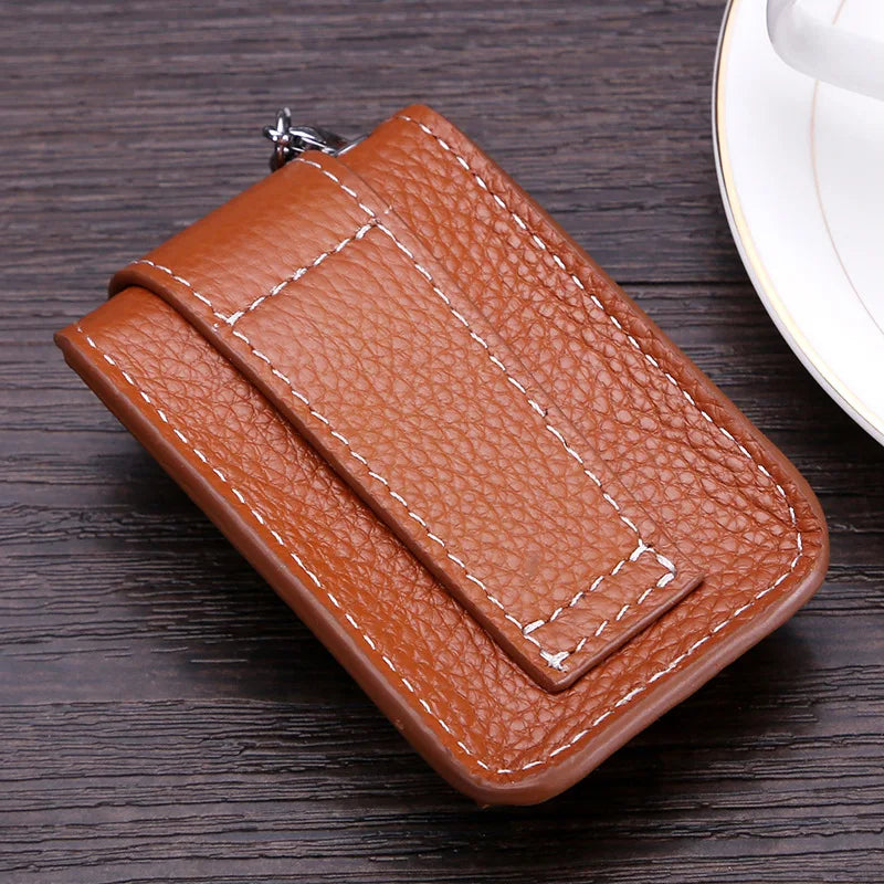 Retro Leather Car Key Bag with Magnetic Buckle