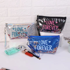 Sequin Cartoon Makeup Bag for Women Travel Storage Glitter PVC Cosmetic Bag