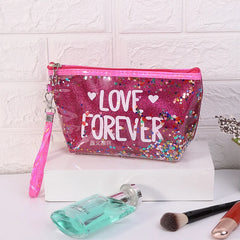 Sequin Cartoon Makeup Bag for Women Travel Storage Glitter PVC Cosmetic Bag