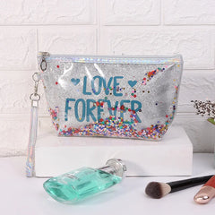 Sequin Cartoon Makeup Bag for Women Travel Storage Glitter PVC Cosmetic Bag