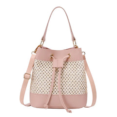Candy Drawstring Bucket Bag Straw Shoulder Bag Girly Wind Crossbody