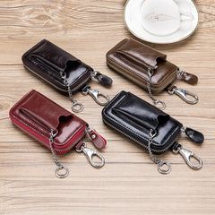 Men's Leather Car Key Bag with Multi-Function Design