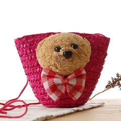 Bear Head Bow Knot England Key Change Knit Bag