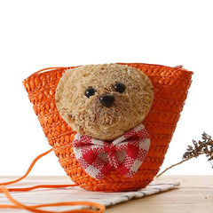 Bear Head Bow Knot England Key Change Knit Bag