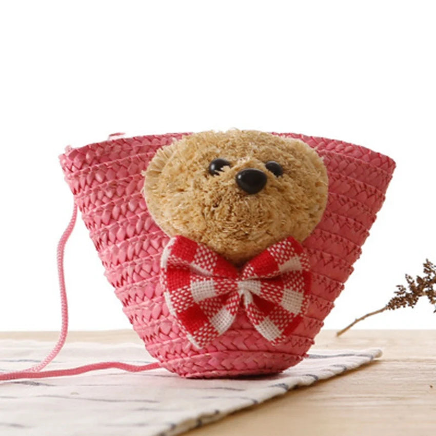 Bear Head Bow Knot England Key Change Knit Bag