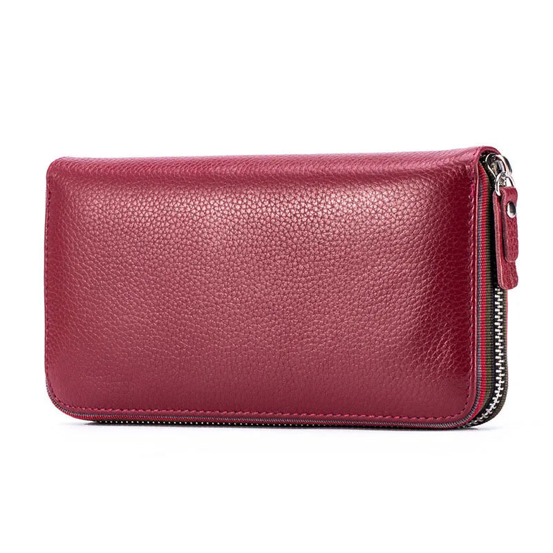 Women Wallet Cow Leather Purse Casual Clutch Money Clips Various Colors