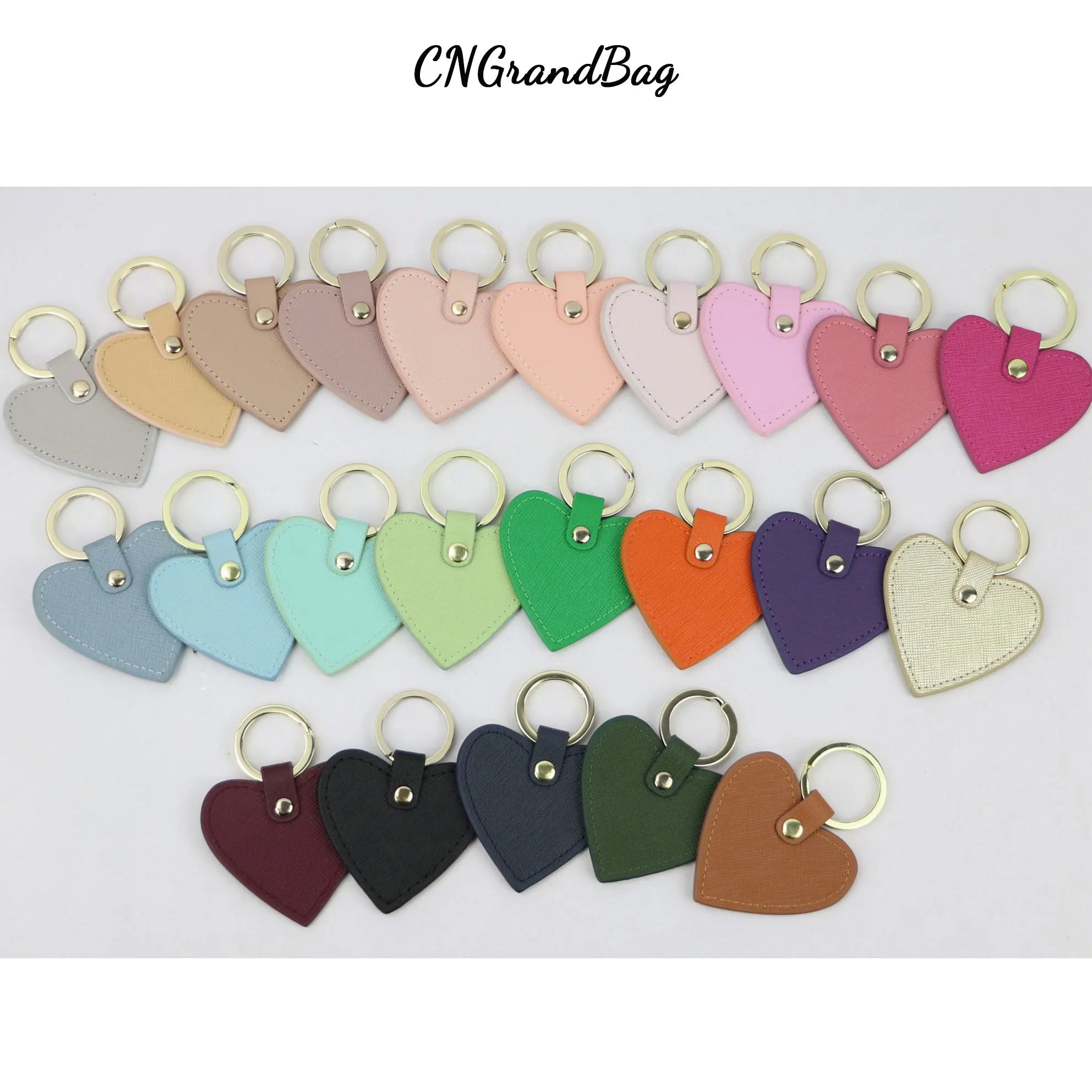 Saffiano Leather Heart Shape Keychain Women Key Holder Female Heart Key Ring