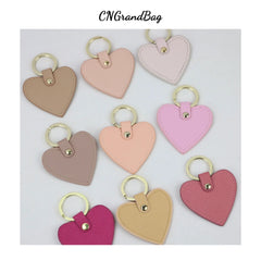 Saffiano Leather Heart Shape Keychain Women Key Holder Female Heart Key Ring