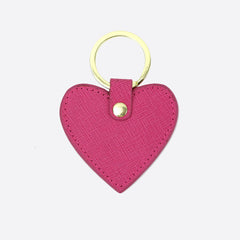 Saffiano Leather Heart Shape Keychain Women Key Holder Female Heart Key Ring