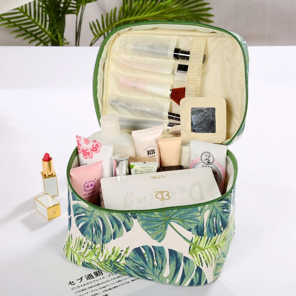 Travel Ladies Canvas Storage Bag, Creative Printing Cosmetic Beauty Wash Bag