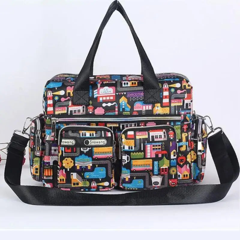 Flower Canvas Bag Handbag Large Capacity Shoulder Bag Messenger Bag