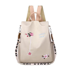 Flower Embroidery Oxford Backpack Large Capacity Cross Body Shoulder Bag