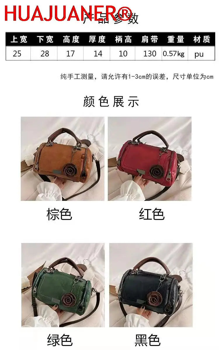Flowers Pendant Handbag Women's Boston Bag Ladies Crossbody Bag