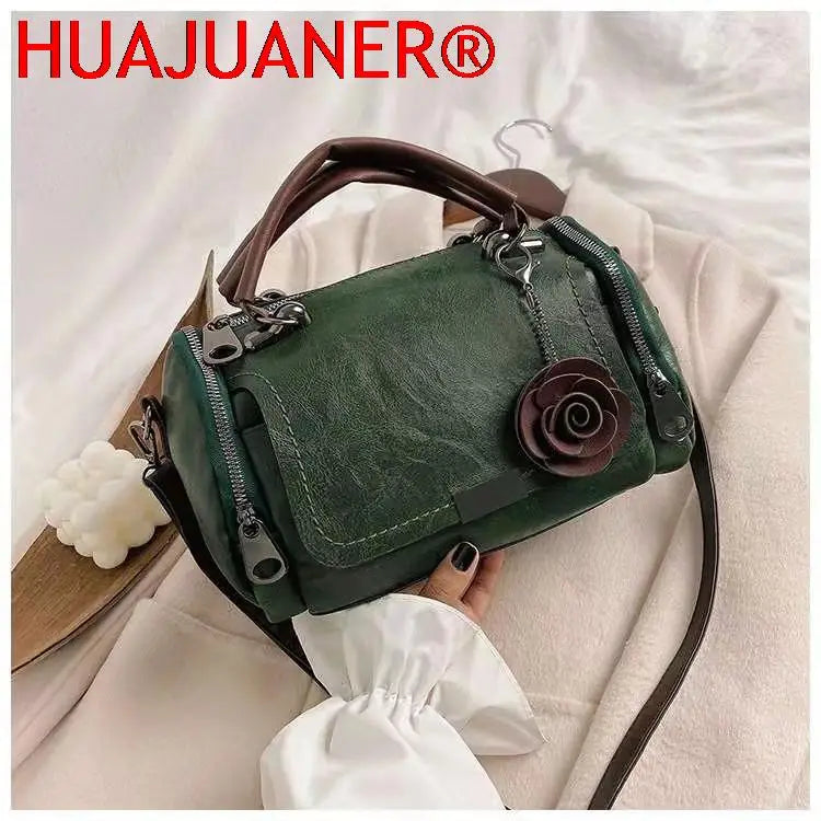 Flowers Pendant Handbag Women's Boston Bag Ladies Crossbody Bag