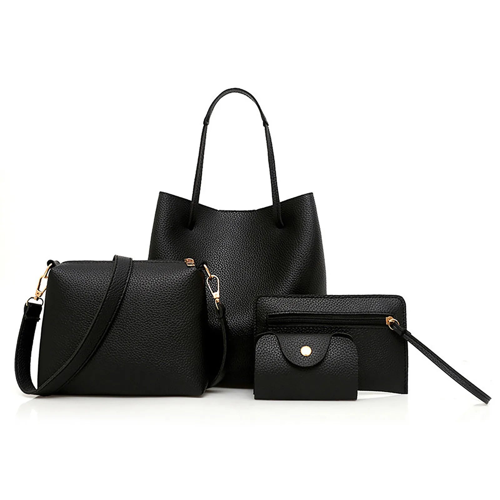 Women's PU One-Shoulder Bucket Bag Travel Handbag