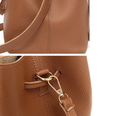 Women's PU One-Shoulder Bucket Bag Travel Handbag