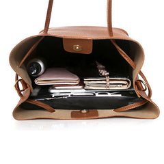 Women's PU One-Shoulder Bucket Bag Travel Handbag