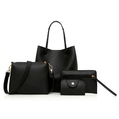 Women's PU One-Shoulder Bucket Bag Travel Handbag
