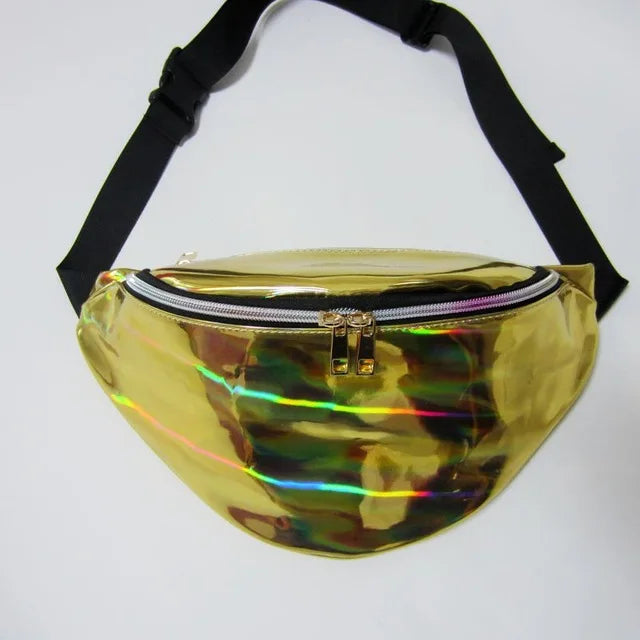 Women Rainbow Laser Purse Translucent Reflective Chest Waist Bag