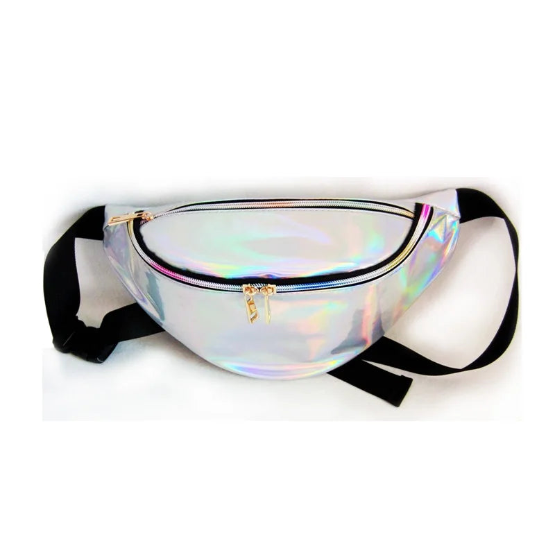 Women Rainbow Laser Purse Translucent Reflective Chest Waist Bag