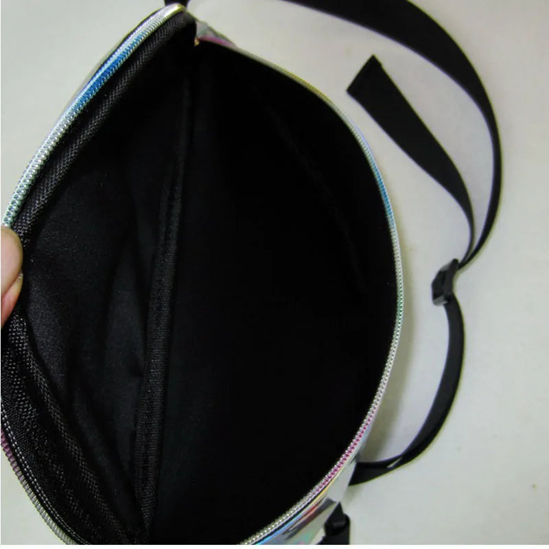 Women Rainbow Laser Purse Translucent Reflective Chest Waist Bag