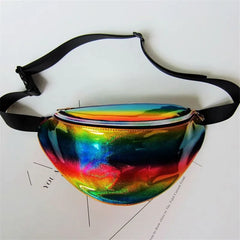 Women Rainbow Laser Purse Translucent Reflective Chest Waist Bag