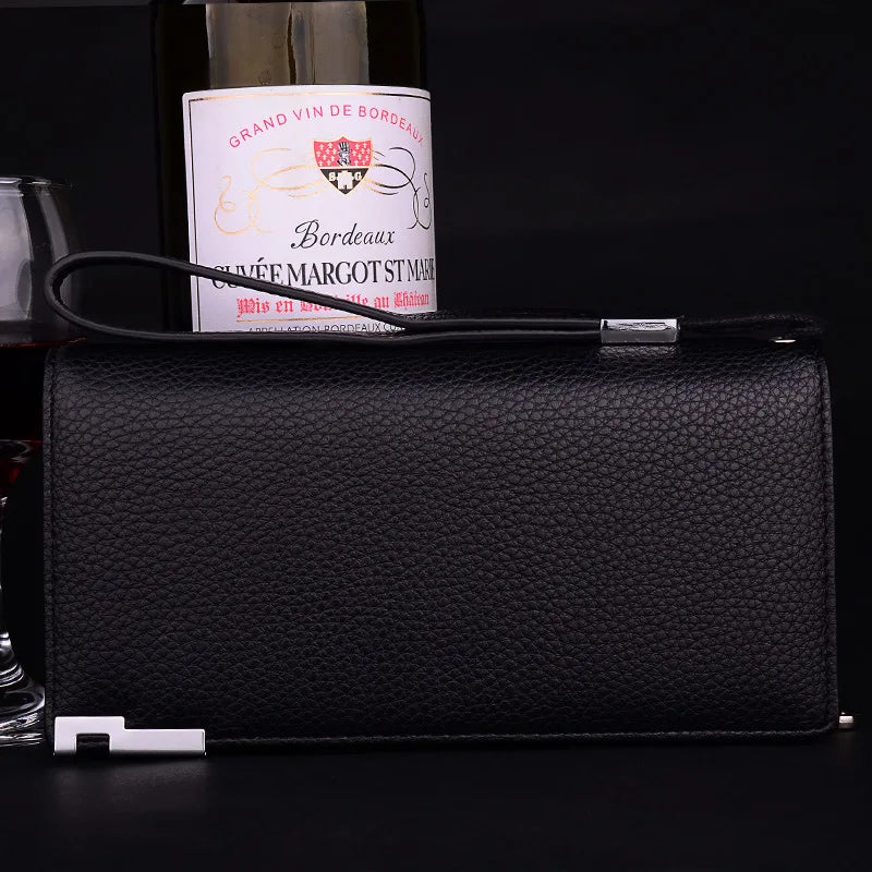Men's Business Handbag with Long Zipper