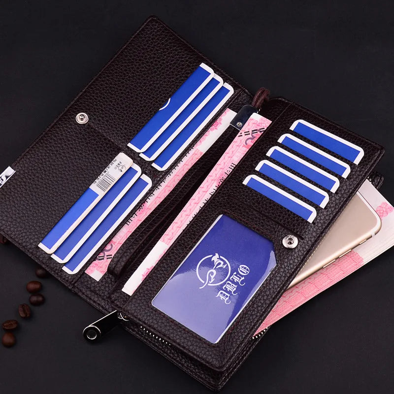 Men's Business Handbag with Long Zipper