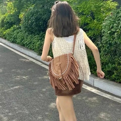 Retro Tassel Saddle Crossbody Bag Women's Single Shoulder Bag