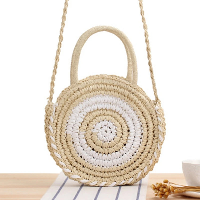 Holiday Beach Woven Bag Stripe Portable Messenger Dual-use Straw Bag
