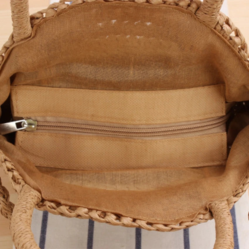 Holiday Beach Woven Bag Stripe Portable Messenger Dual-use Straw Bag