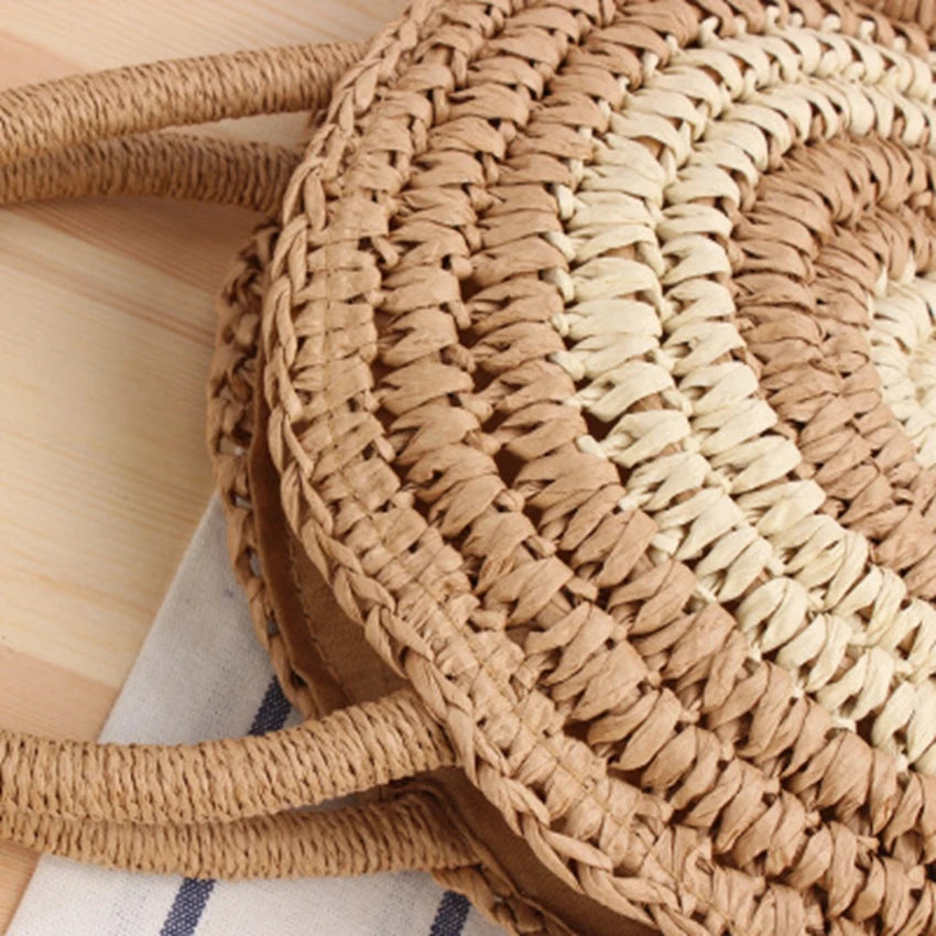 Holiday Beach Woven Bag Stripe Portable Messenger Dual-use Straw Bag