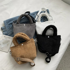 Corduroy Women's Shoulder Bag Large Capacity Nylon Bucket Crossbody Bags