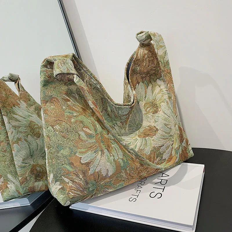 Flowers Canvas Tote Bag Handbag Large Capacity Shopping Bags