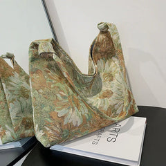 Flowers Canvas Tote Bag Handbag Large Capacity Shopping Bags