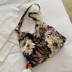 Flowers Canvas Tote Bag Handbag Large Capacity Shopping Bags