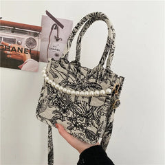 Handbags Flowers Canvas Tote Bag for Women Large Capacity Shopping Bags