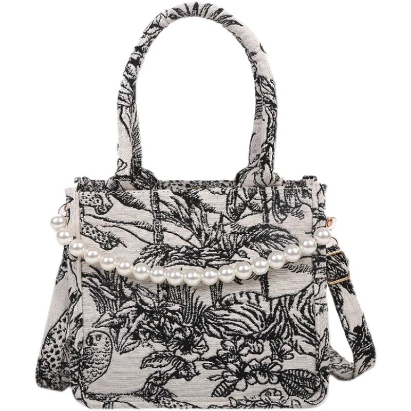 Handbags Flowers Canvas Tote Bag for Women Large Capacity Shopping Bags