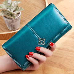 Vintage Oil Wax Leather Women's Wallet Long Purse