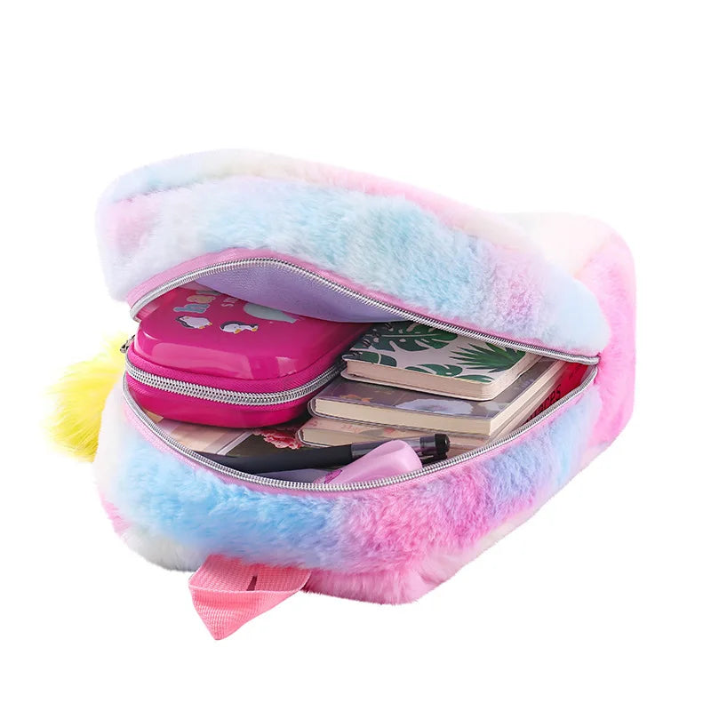 Unicorn Plush Backpack Embroidery Girls School Bag