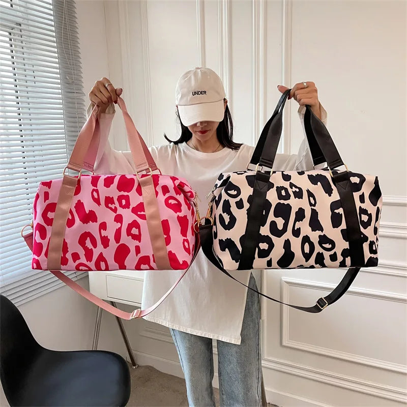 Large-Capacity Sports Shoulder Bag Cow Pattern Travel Backpack