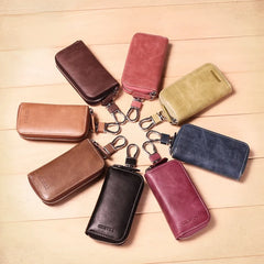 Retro Cowhide Car Key Case for Men and Women