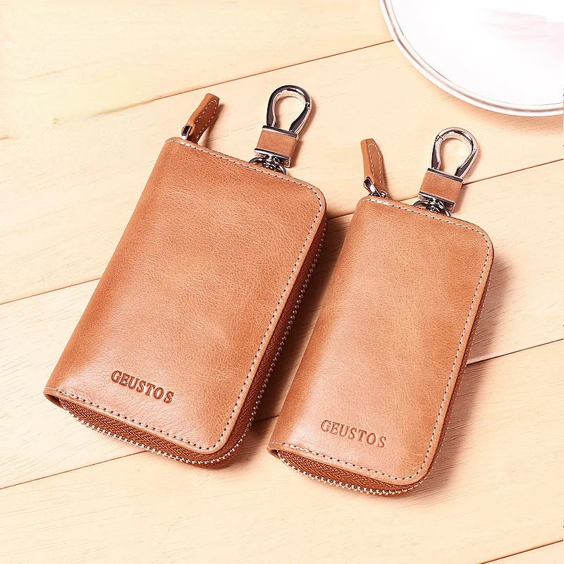Retro Cowhide Car Key Case for Men and Women