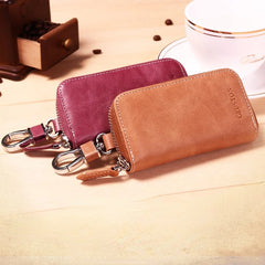 Retro Cowhide Car Key Case for Men and Women