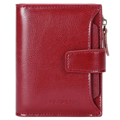 Leather Lady Purse Short Wallet Multi-function