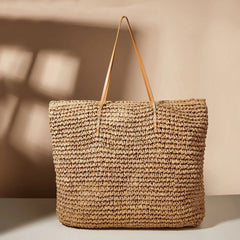 Leisure Beach Bag Woven Straw Shoulder Crochet Ladies Bag