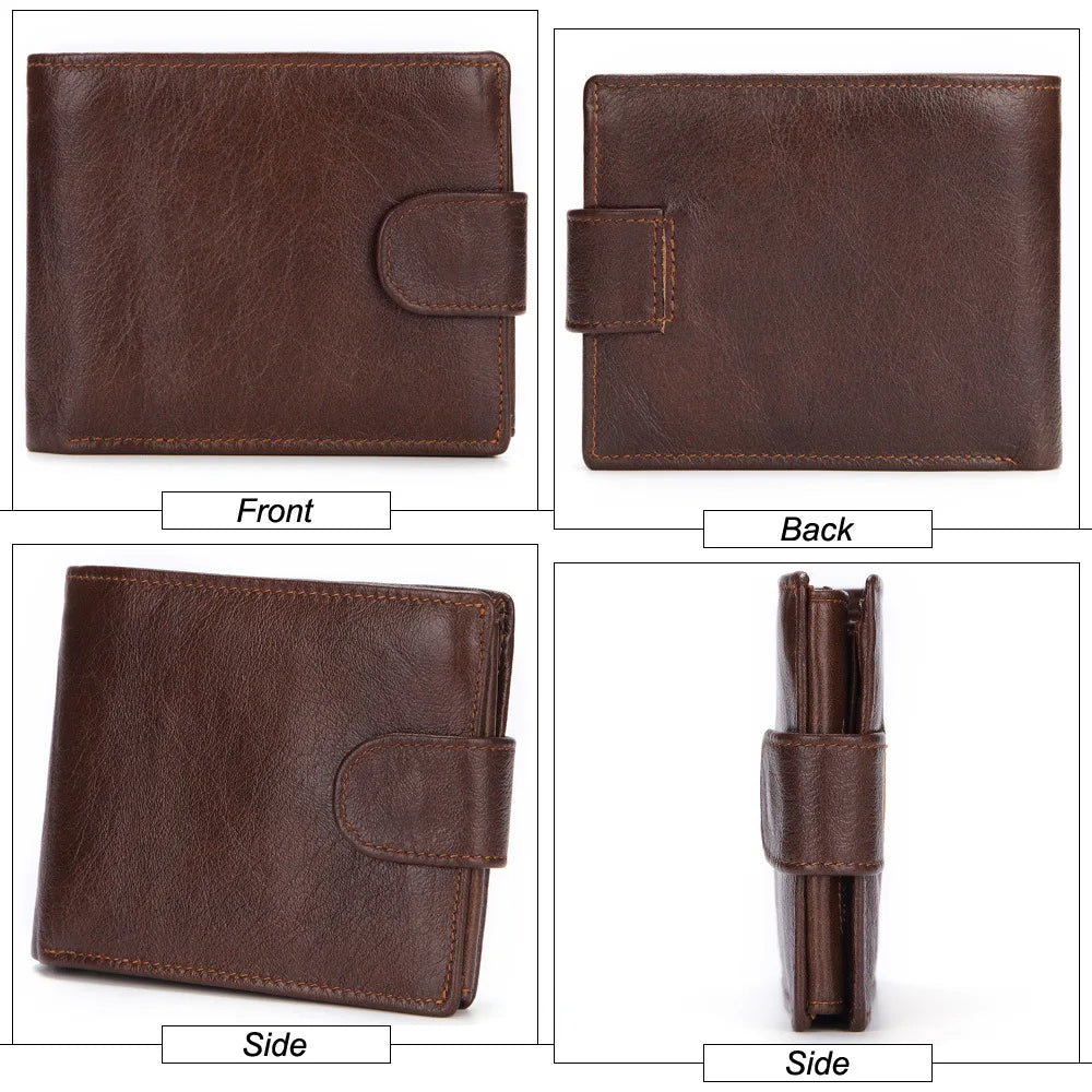 Men's Leather Wallet Short Cow Leather Clutch Bag Purse